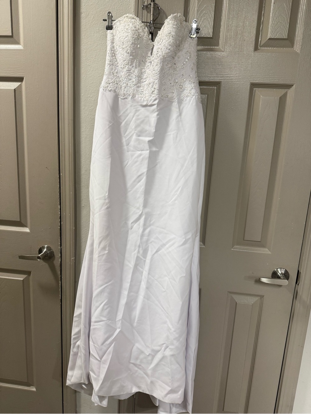 Strapless White Beaded Wedding Dress